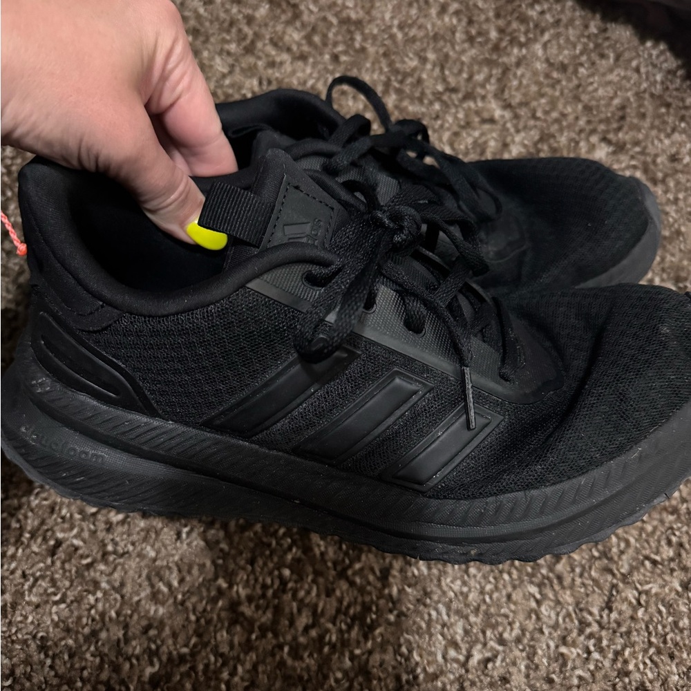 Adidas Black Athletic Shoes with Mesh Upper and Rubber Sole